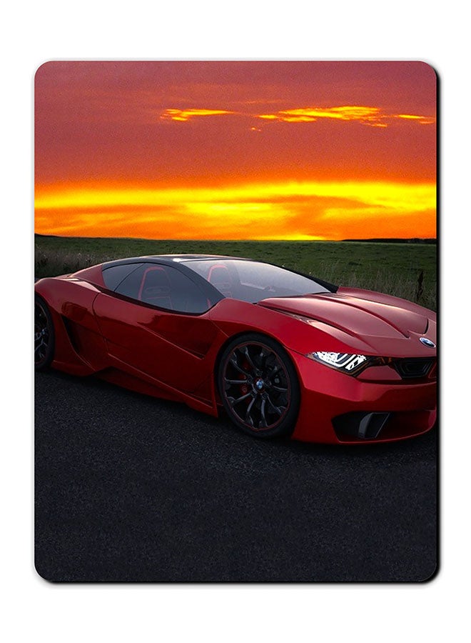 Theodor Red Car Printed Anti-Slip Mousepad Multicolour