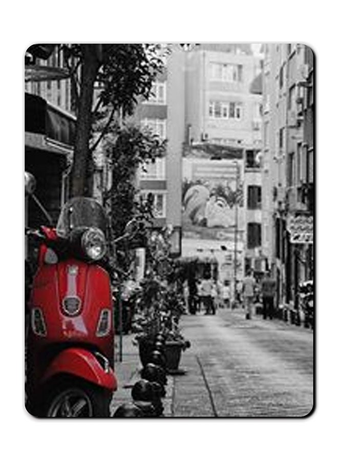 Theodor Red Old Scooter Printed Anti-Slip Mousepad Multicolour