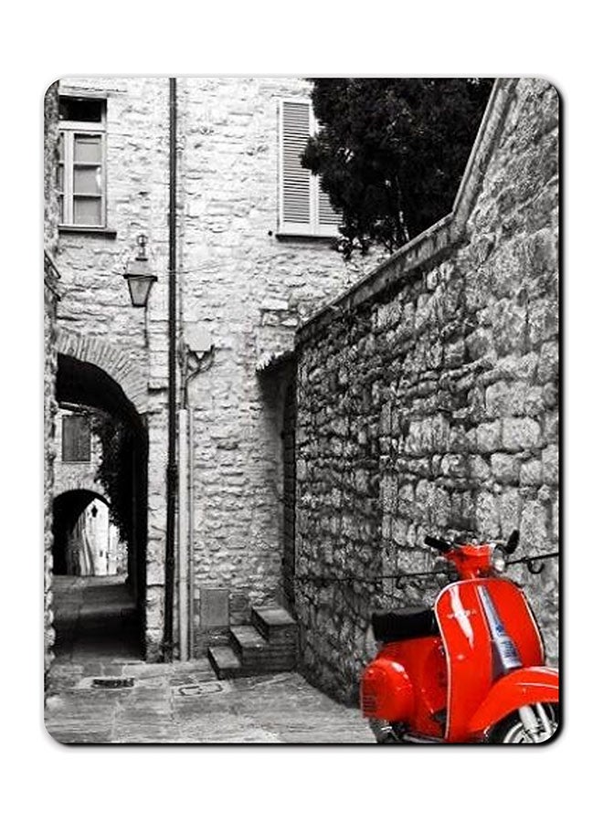 Theodor Red Scooter Printed Anti-Slip Mousepad Multicolour