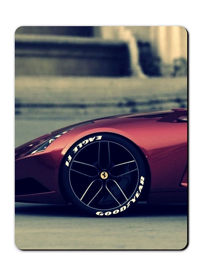 Theodor Red Side Car Printed Anti-Slip Mousepad Multicolour