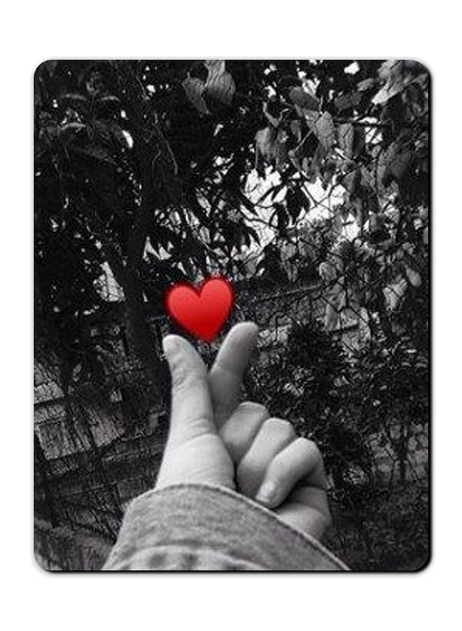 Theodor Snap Heart Printed Anti-Slip Mousepad Black/Red/White - Image 1