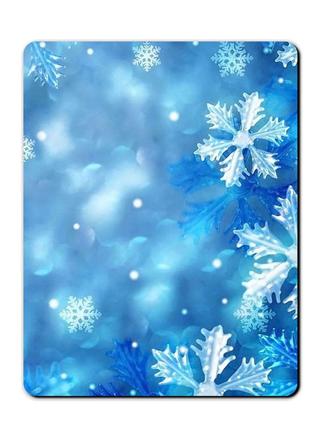 Theodor Snowflakes Printed Anti-Slip Mousepad Blue/White - Image 1