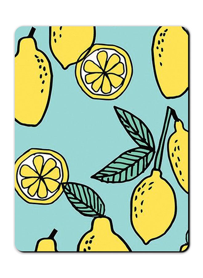 ثيودور لوحة ماوس مانعة للانزلاق بتصميم ناعم وطبعة زهور أزرق/أصفر - Image 1