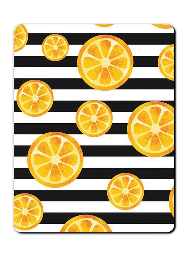 Theodor Lemon Stripe Printed Smooth Anti-Slip Mousepad Black/White/Yellow - Image 1