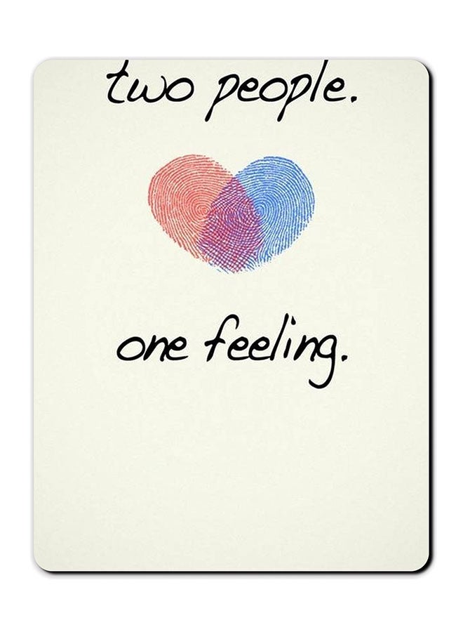 ثيودور لوحة ماوس مضادة للانزلاق مطبوع عليها عبارة "Two People One Feeling" أبيض/ أزرق/ أسود - Image 1