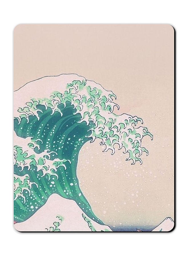 ثيودور لوحة ماوس مضادة للانزلاق بطبعة أمواج بيج/ أخضر/ أبيض - Image 1