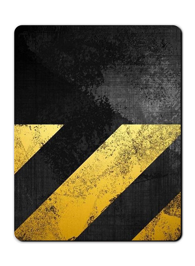 Theodor Lines Strips Printed Anti-Slip Mousepad Black/Yellow/Grey - Image 1