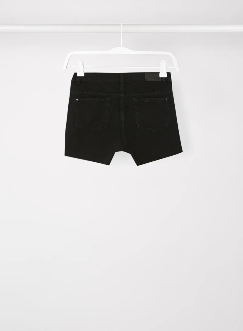 MANGO Teen Denim Shorts Black