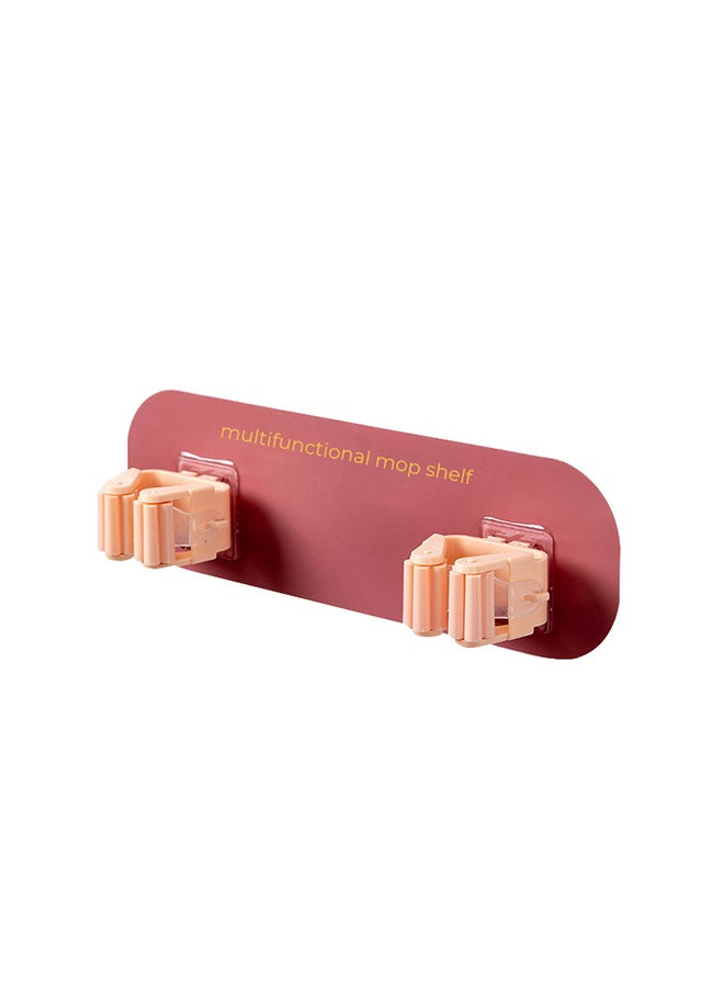 fashionhome Wall Mounted Dual Clip Mop Organizer Pink 25x5x8cm  - Image 1