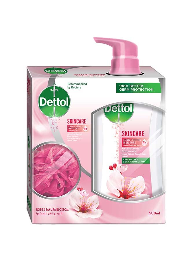 Dettol Skincare Anti-Bacterial Body Wash With Scrubber white 500ml  - Image 1