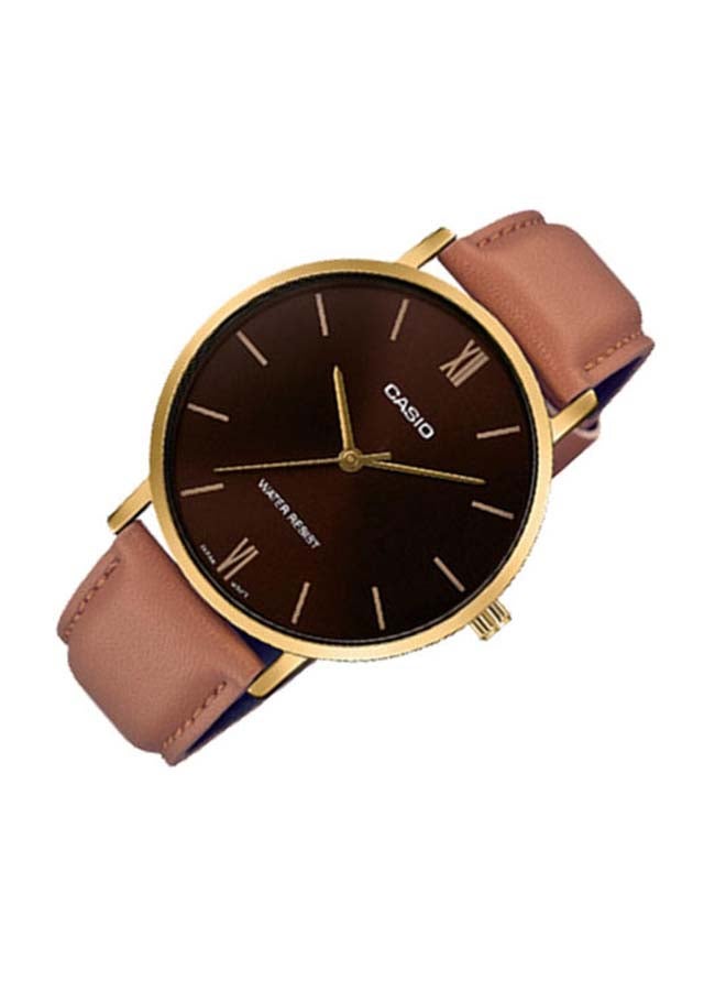 CASIO - Men's Leather Analog Wrist Watch MTP-VT01GL-5BUDF - 40 mm - Brown - Image 1