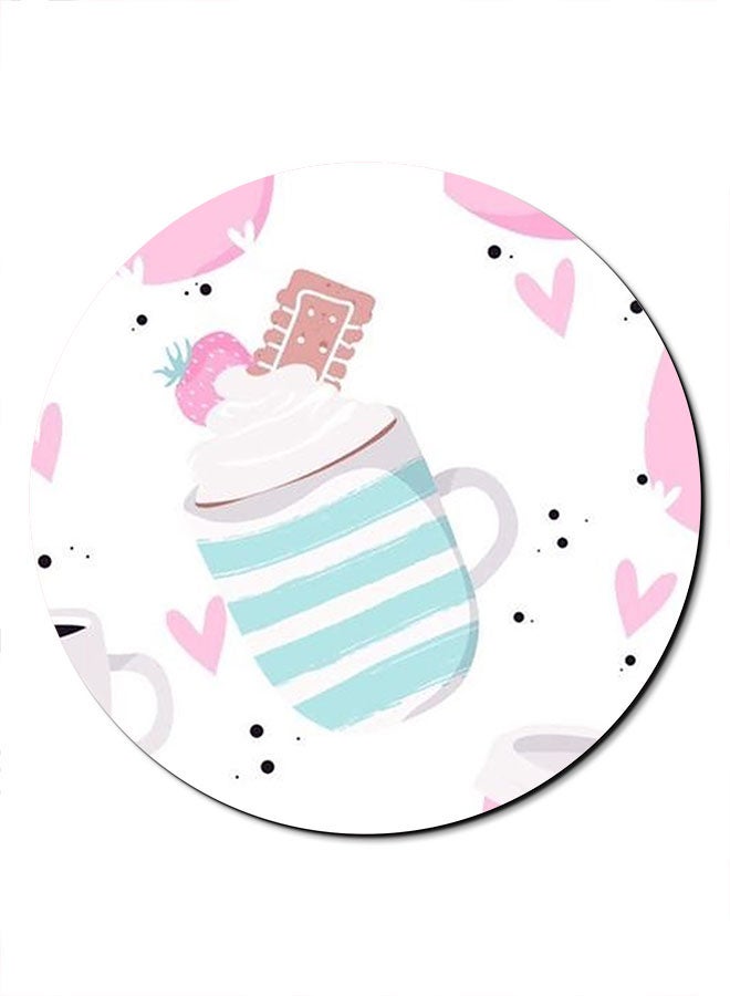 Theodor Coffee Cup And Love Printed Anti-Slip Mousepad White/Blue/Pink - Image 1