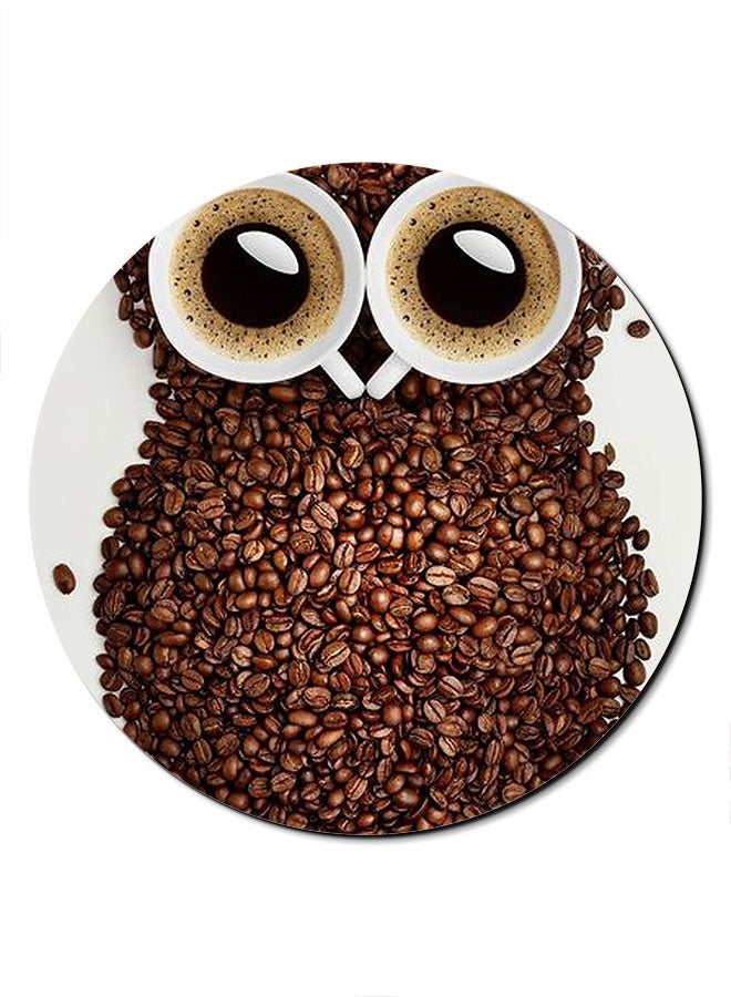Theodor Coffee Owl Printed Anti-Slip Mousepad Brown/White/Black - Image 1