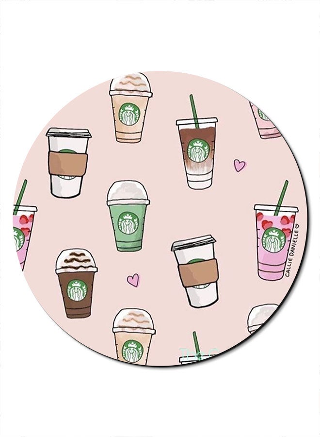 Theodor Coffee Printed Anti-Slip Mousepad Beige/Brown/Pink - Image 1