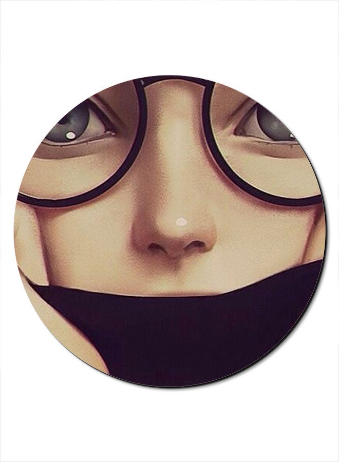 Theodor Glasses Girl Themed Mousepad Beige/Black - Image 1
