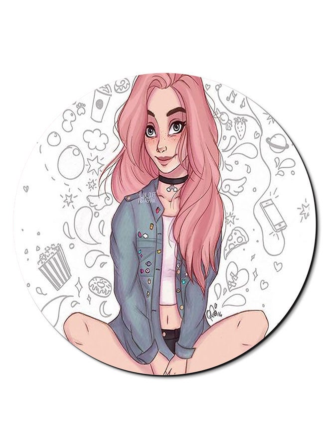 Theodor Girl Sitting Smooth Surface Printed Non-Slip Mousepad Multicolour - Image 1