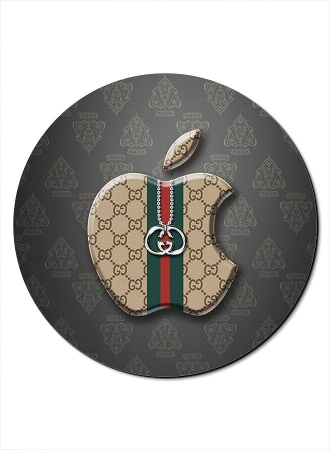 Theodor Gucci Apple Printed Anti-Slip Mousepad Grey/Beige/Green - Image 1