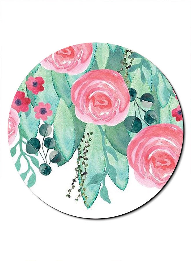 Theodor Roses Printed Smooth Anti-Slip Mousepad Pink/Green/White - Image 1