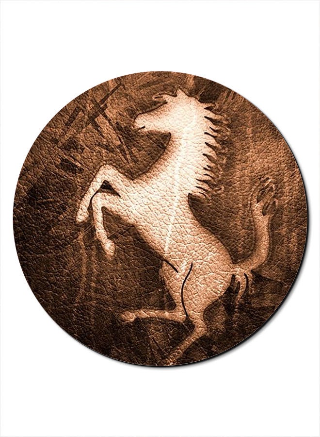 Theodor Leather Horse Printed Smooth Anti-Slip Mousepad Brown/Beige - Image 1