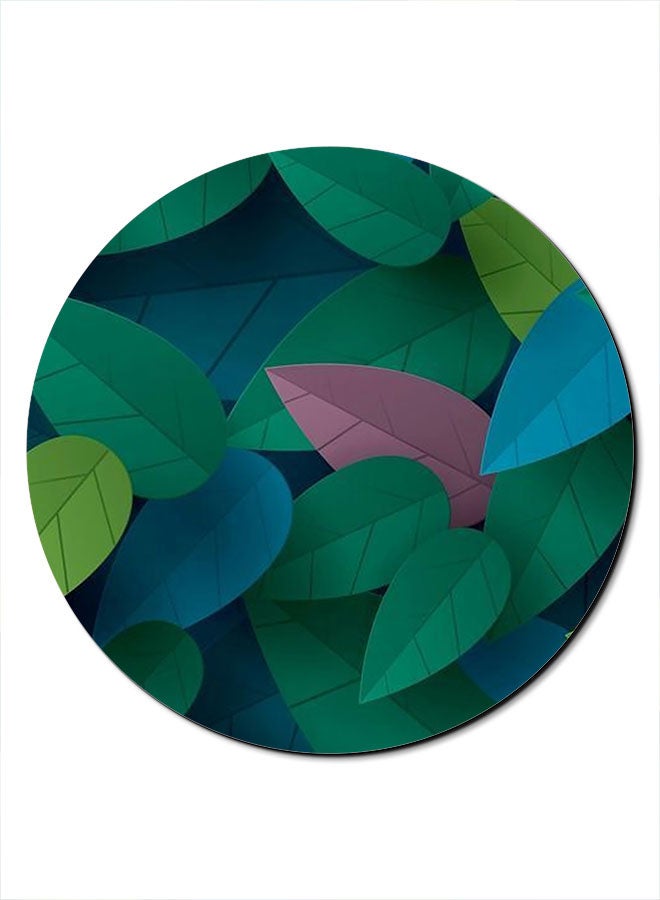 Theodor Leaves Printed Smooth Anti-Slip Mousepad Green/Blue/Black - Image 1