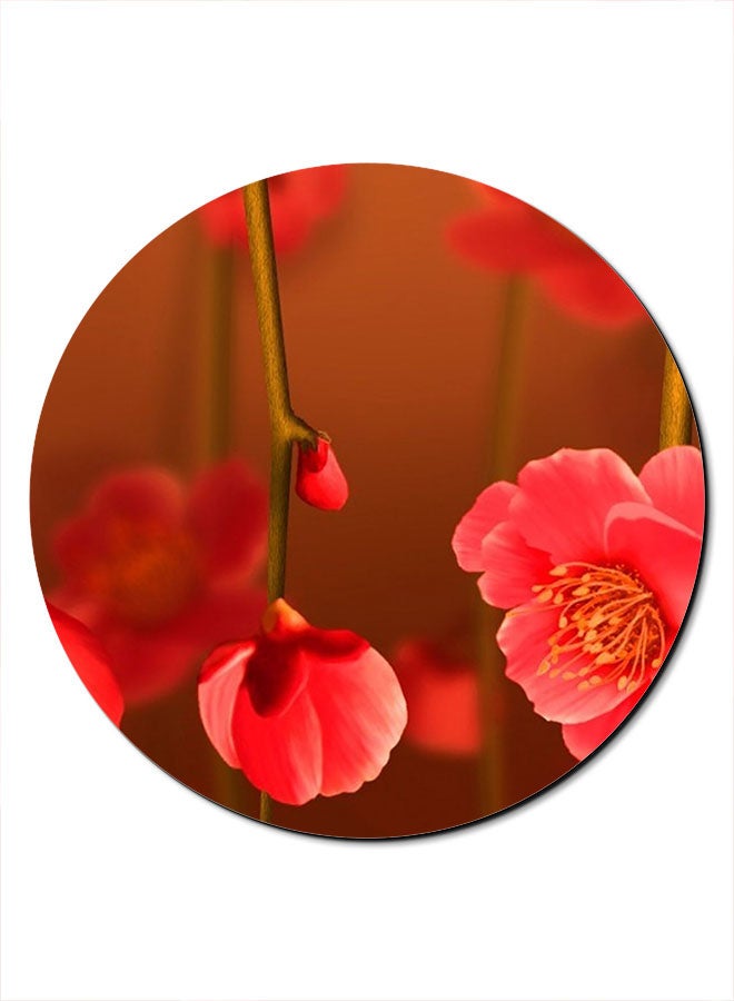 Theodor Flower Printed Anti-Slip Mousepad Red/Brown - Image 1