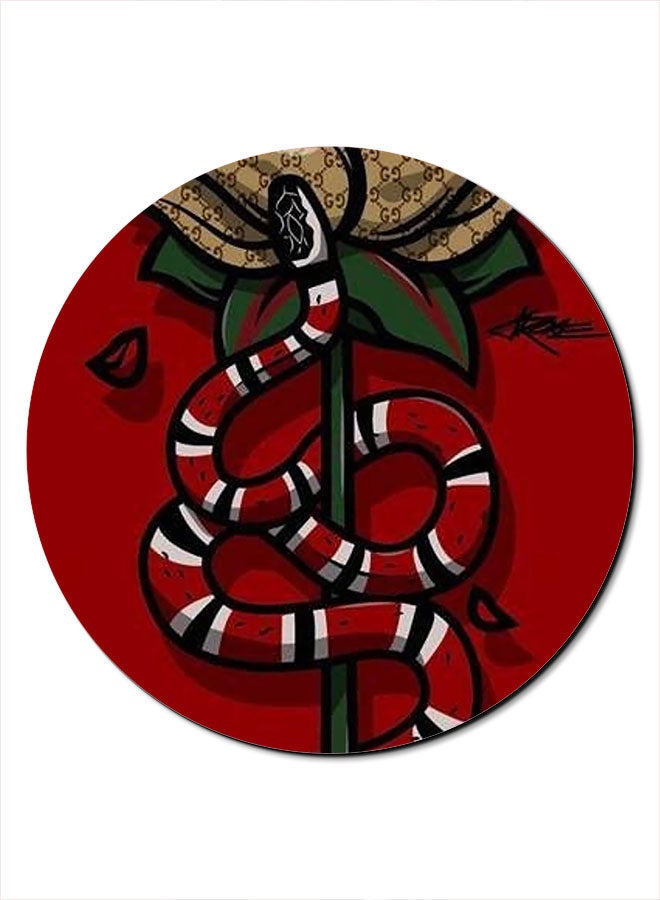 Theodor Snake Printed Anti-Slip Mousepad Red/Green/White - Image 1