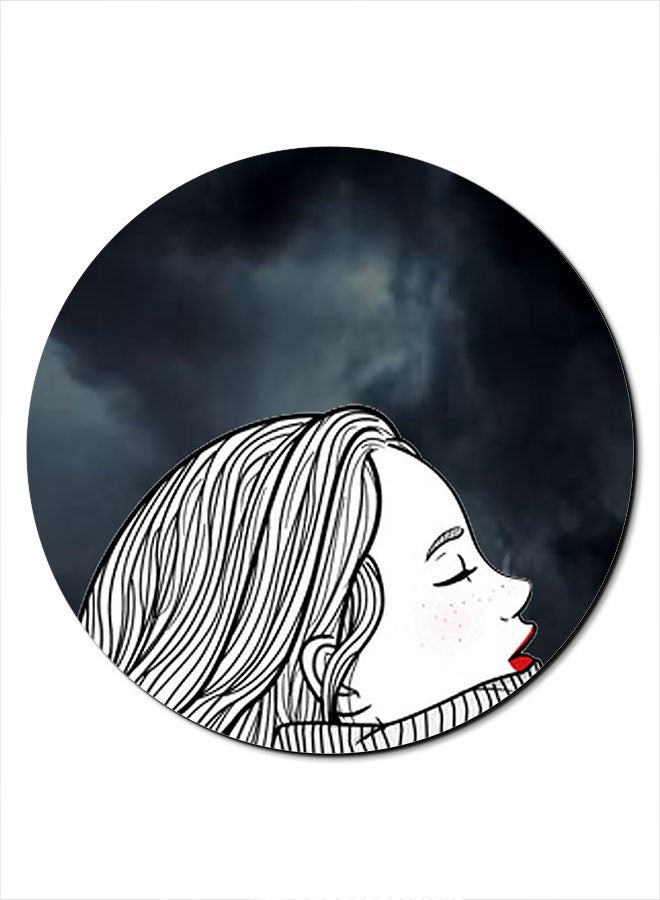 Theodor Sad Girl Printed Anti-Slip Mouse Pad Multicolour - Image 1