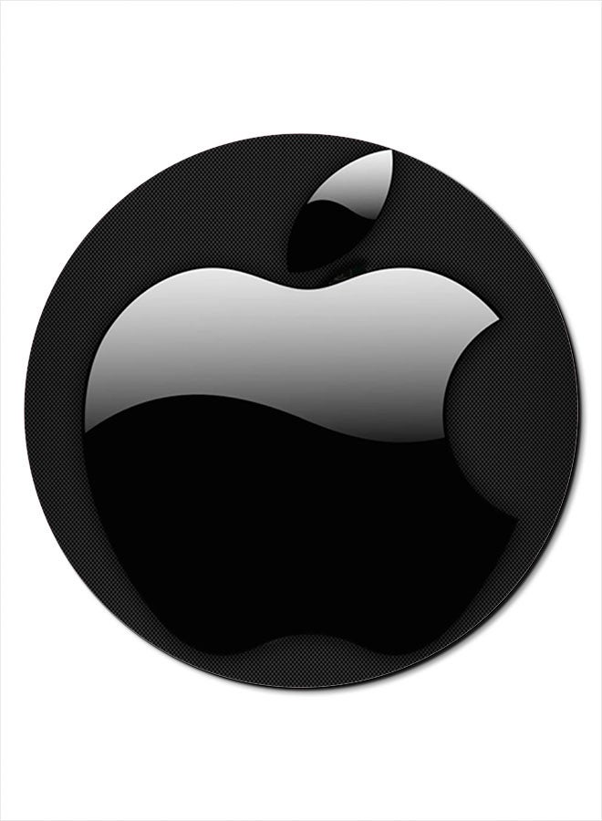 Theodor Shiny Apple Logo Themed Mousepad Black/Silver - Image 1