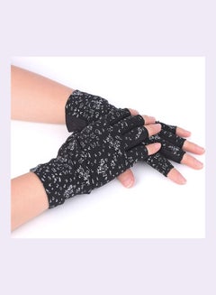 XiuWoo 2 Pair Casual Printed Gloves Black/Beige  - Image 3