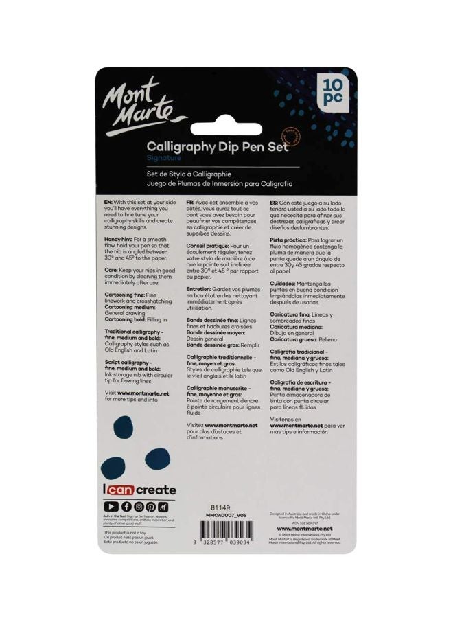 Mont Marte - 9-Piece Nib with Signature Calligraphy Dip Pen Brown/Silver - Image 1