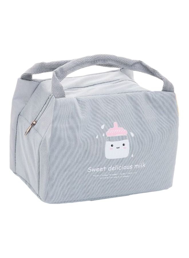 CYTHERIA Printed Insulated Thermal Lunch Bag Grey/White/Pink 21x17x15cm  - Image 1