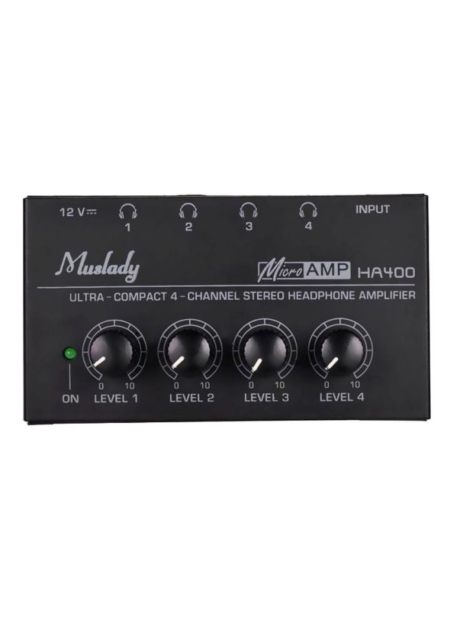 Muslady Ultra-compact 4 Channels Mini Audio Stereo Headphone Amplifier With Power Adapter  - Image 1
