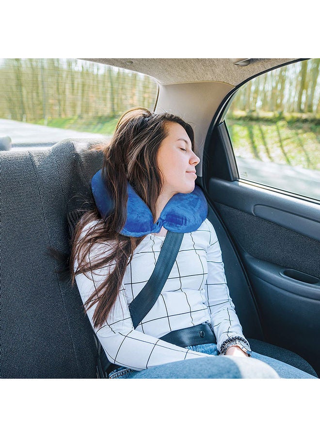 Premium U Shape Neck Pillow Fabric Blue 30cm - Image 2