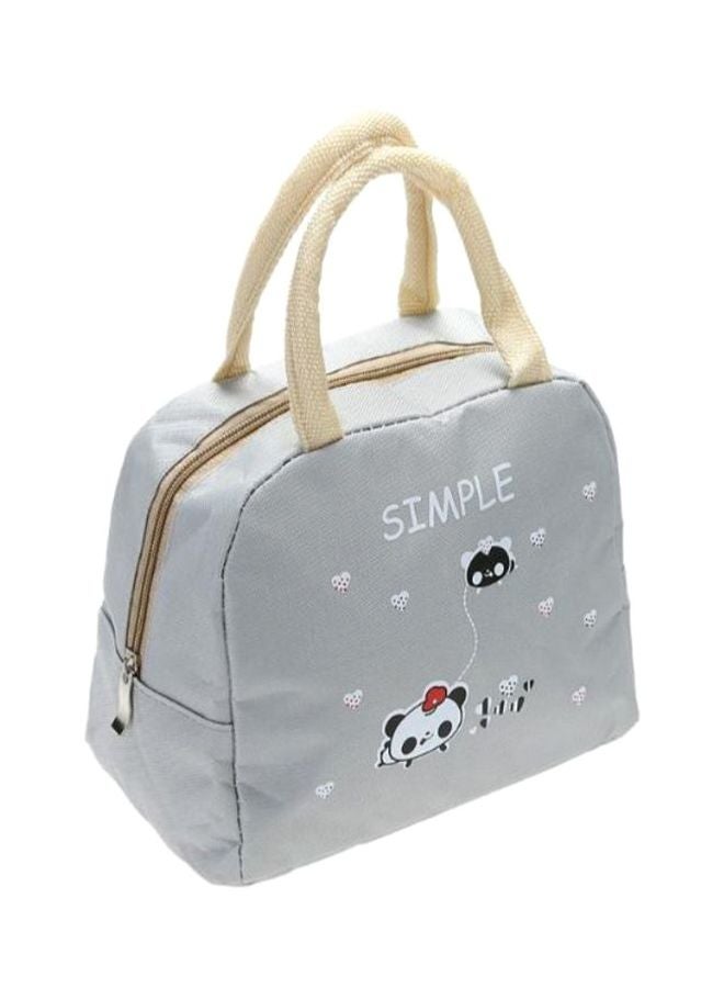 CYTHERIA Portable Canvas Lunch Bag Grey/White/Black 25x21x14cm 