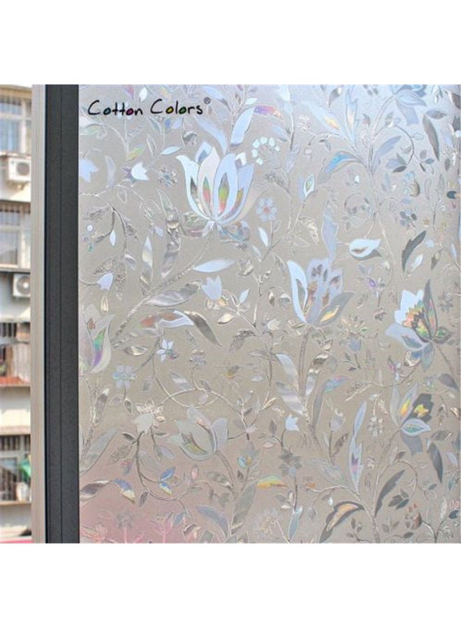 شو وو ملصق نافذة بتصميم الزهور شفاف 50x100سم - Image 3