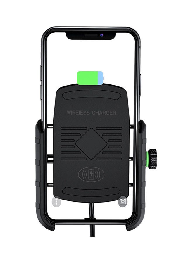 15W Motorcycle Phone Holder With Wireless Charger Black - Image 1