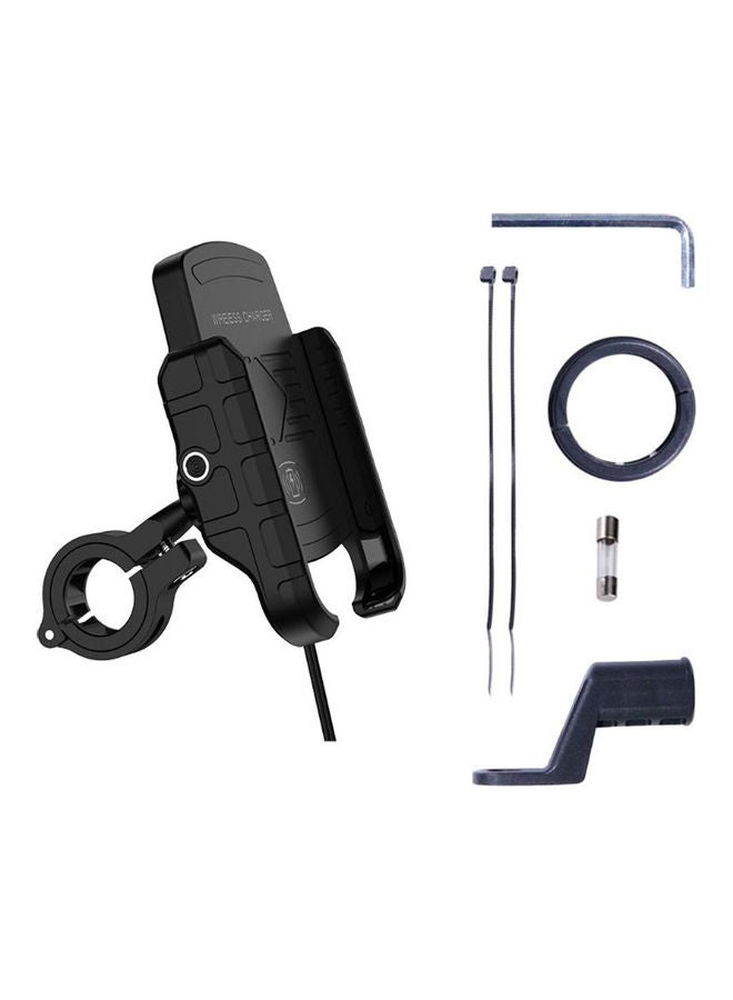 15W Motorcycle Phone Holder With Wireless Charger Black - Image 2