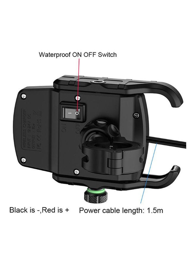 15W Motorcycle Phone Holder With Wireless Charger Black - Image 4