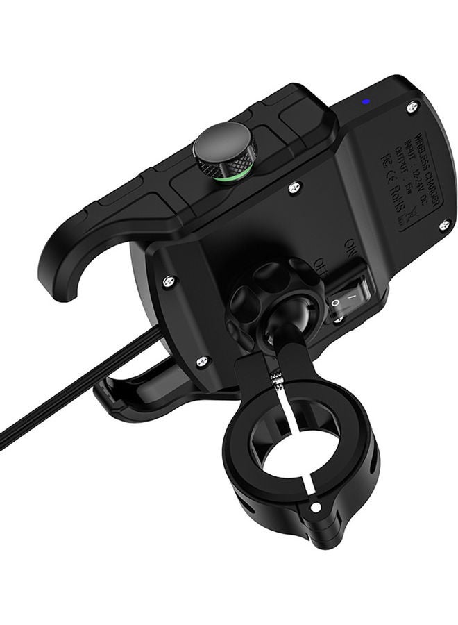 15W Motorcycle Phone Holder With Wireless Charger Black - Image 3