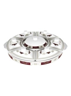 Royalford Rotating Serving Tray White/Red 7 Centimeter White/Red 55x54x12cm  - Image 1
