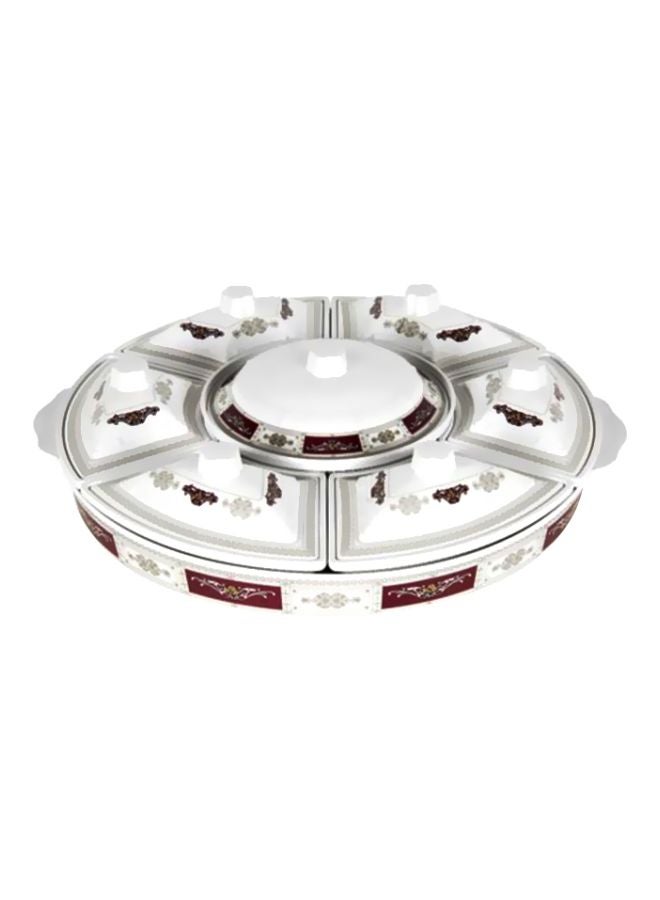 Royalford Rotating Serving Tray White/Red 7 Centimeter White/Red 55x54x12cm  - Image 1