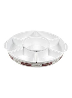 Royalford Rotating Serving Tray White/Red 7 Centimeter White/Red 55x54x12cm  - Image 2