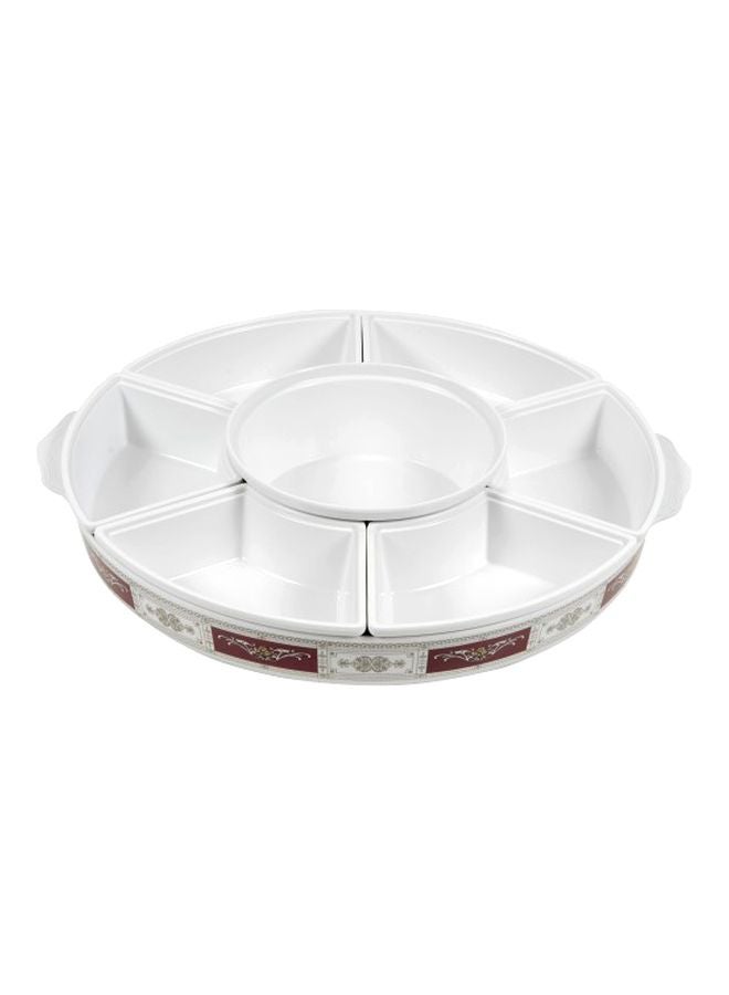 Royalford Rotating Serving Tray White/Red 7 Centimeter White/Red 55x54x12cm  - Image 2