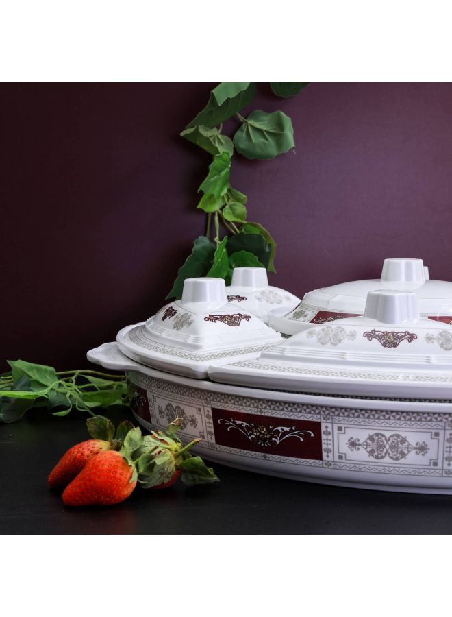 Royalford - Rotating Serving Tray White/Red 7 Centimeter White/Red 55x54x12cm - Image 1