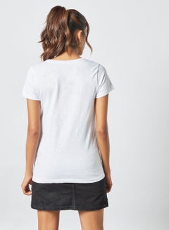 ABOF Graphic Printed Crew Neck Regular Fit T-Shirt White  - Image 2