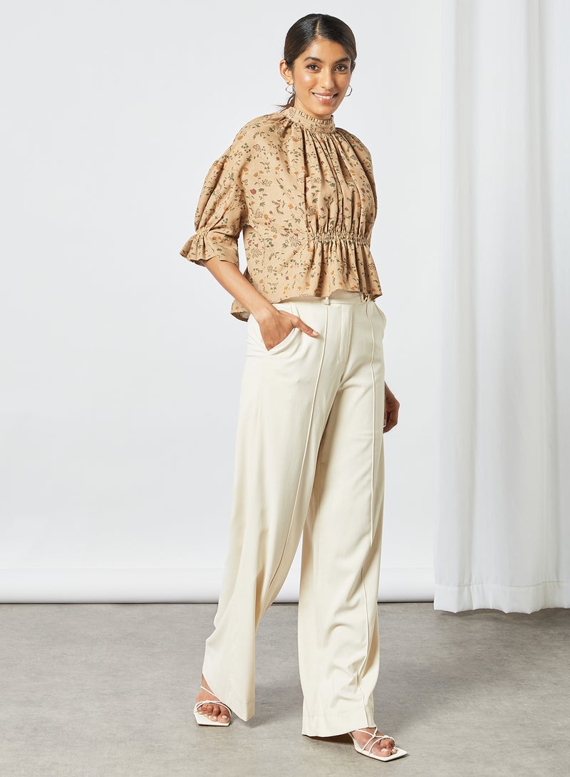 CORD Floral Top Beige  - Image 3