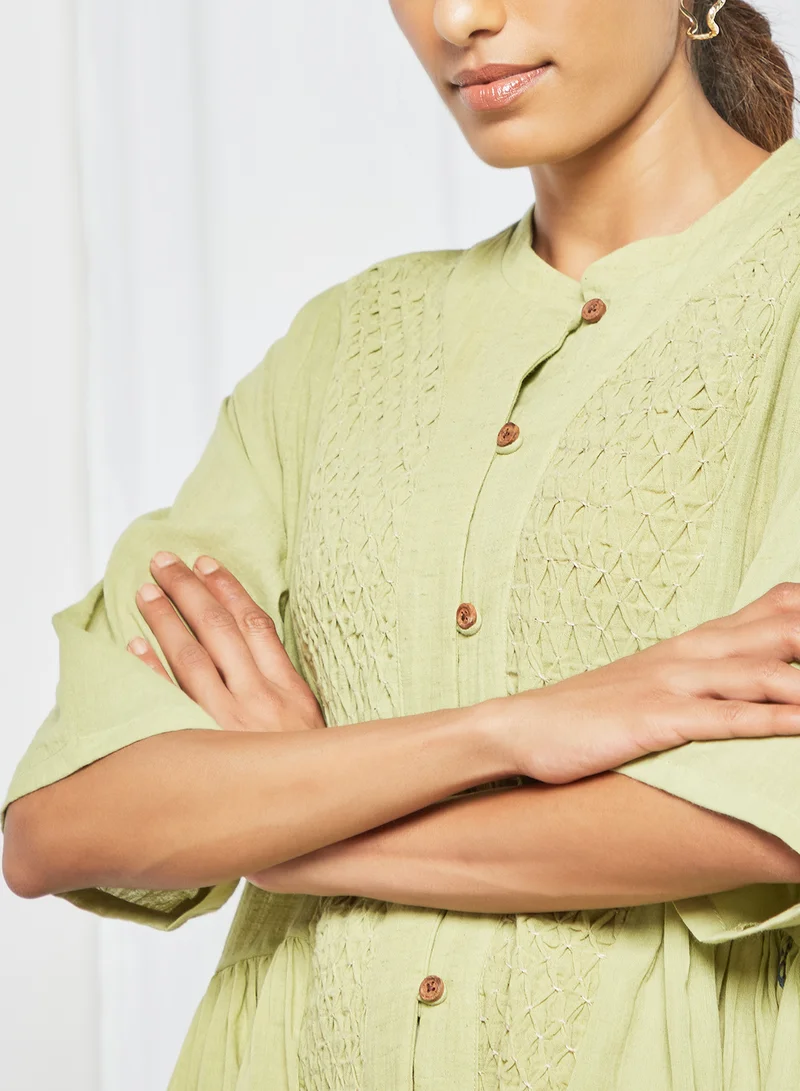 CORD Textured Flared Top Green