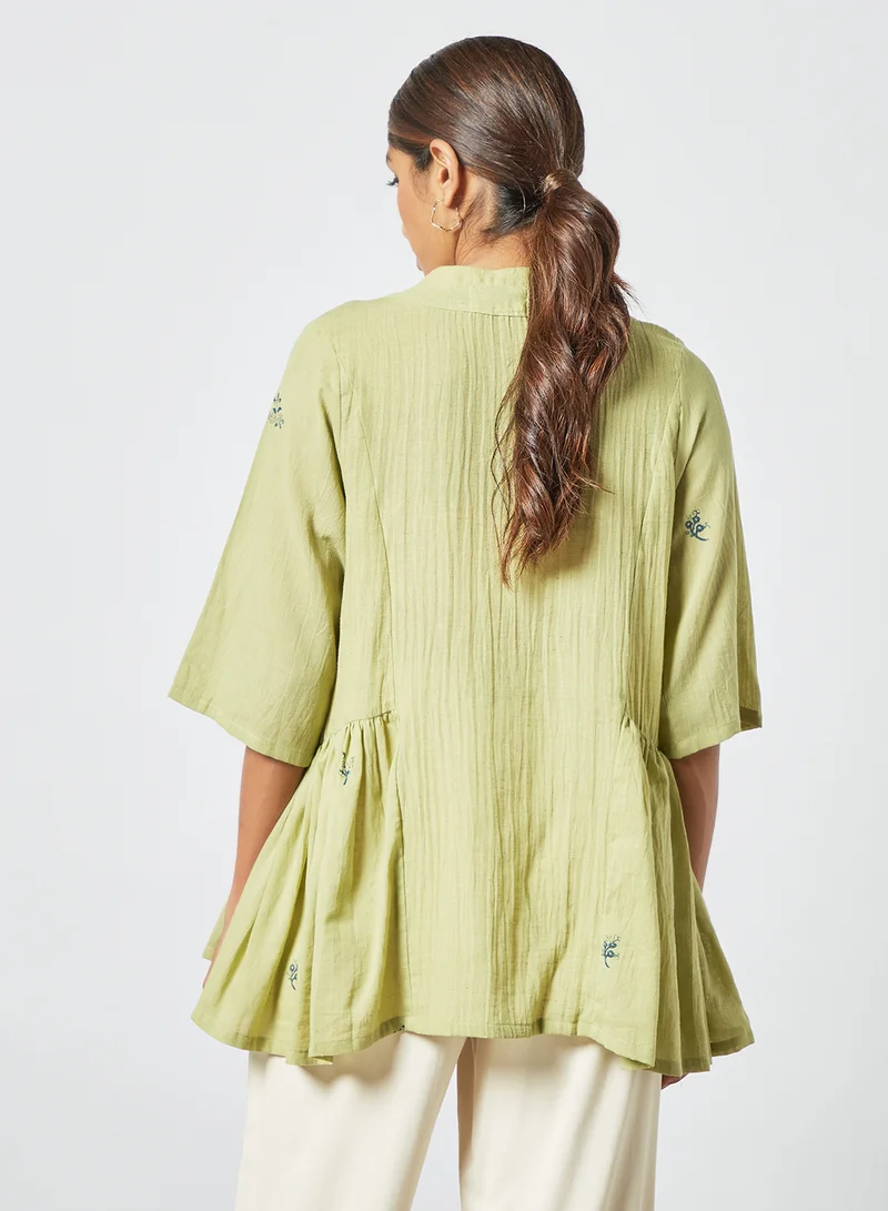 CORD Textured Flared Top Green