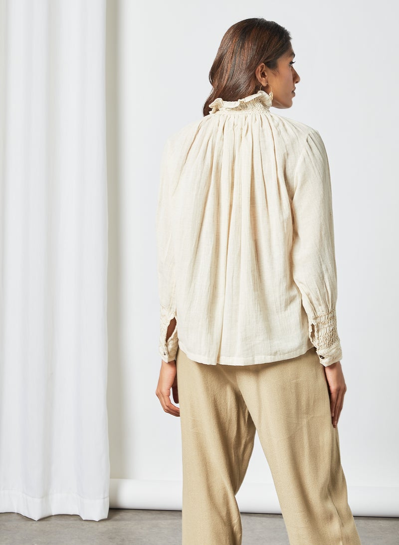 CORD - High Neck Top Ivory - Image 1