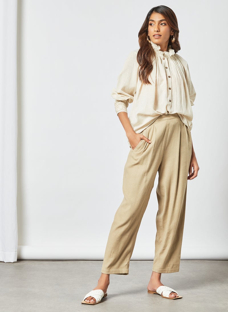 CORD - High Neck Top Ivory - Image 1